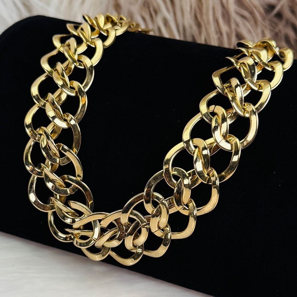 Vintage weighted Goldtone double chain link necklace